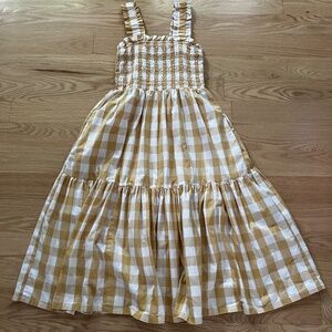 Abercrombie & Fitch Yellow Checkered Midi Dress